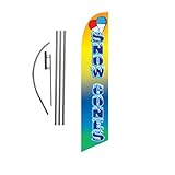 Snow Cones Advertising Feather Banner Swooper Flag Sign with Flag Pole Kit and Ground Stake