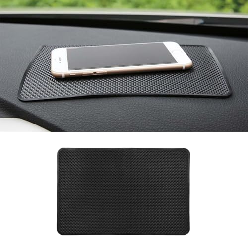 Car Dashboard Anti-Slip Silicone Pad, 7.87'' x 5.12'' Black Grid Sticky Adhesive Mat, Car Grasping Pad, Multifunctional Gripping Mat for Phones, Keys, Sunglasses, Coin, Electronic Devices (20×13 CM)