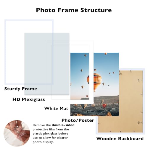 Image of JCJMY 20x28 Picture Frame with 16x24 Mat, Display Photo 16x24 with Mat or 20 x 28 Without Mat, Wall Hanging Large 20 by 28 Poster Frame with Plexiglass, White