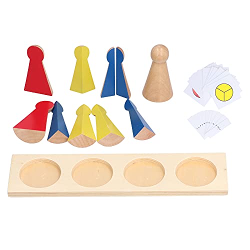 Brinquedo de quebra-cabeça de fração de madeira, brinquedo de fração matemática de madeira polida pa
