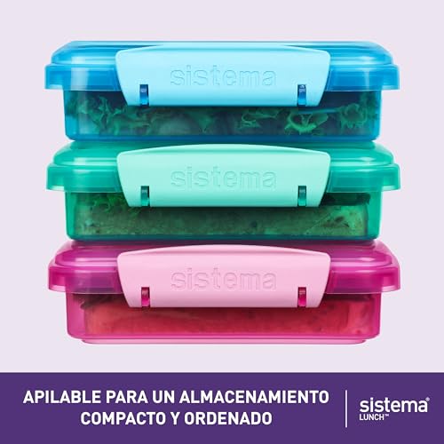 Miniatura 7 de Sistema Lunch Fiambreras Para Sándwiches Recipientes Para Guardar Comida De 450 Ml Colores Variados 3 Unidades