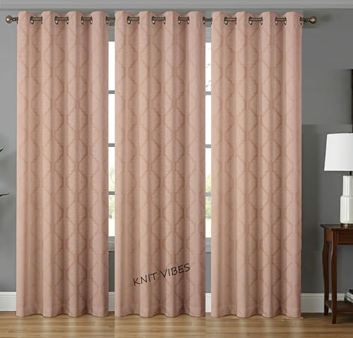 Image of Room Darkening Grommet Curtains 5 Feet Long Set of 3 pcs for Living Room | 70-75% Room Darkening Window Curtain Panel, Light Brown