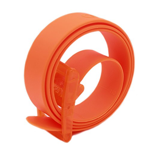 MEISHINE® 115 x 3,5 cm Candy Colour Unisex Silikongürtel mit Kunststoffschnalle für Damen und Herren, MSKAA6*1$IT, Orange, MSKAA6*1$IT One size Cover