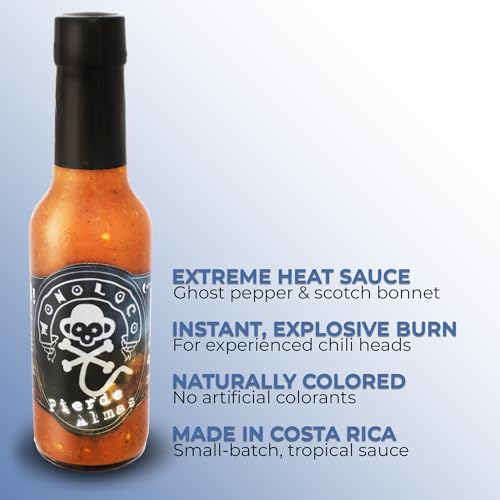 Image of Monoloco Hot Green Sauce Vegan Gluten-Free with Jalapeno, Panamenian Scotch Bonnet Peppers, Green Onions, Coriander and Garlic, Costa Rica Medium Spicy Sauce Pierde Almas, Pack of 1 (150ml / 5oz)