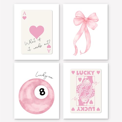Láminas de lazo rosa para cuadros de pared y decoración de habitaciones de chicas y adolescentes