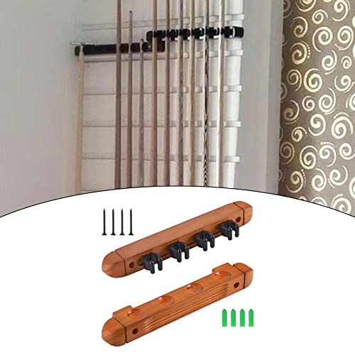 Deevoka Pool Cue Rack Claw, Wall Rack With 4 Cue Clips, Solid Wood Cue Clips Stand, Storage Billiard Cue Rest, 4 Pool Billiard Rods Holder For Clubs, Yellow #TOP6