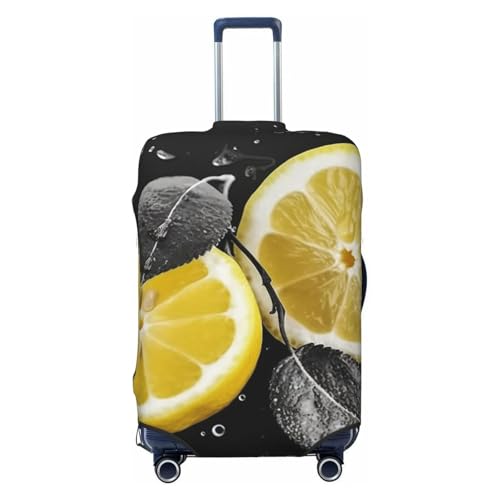 Travel Luggage Cover Fashion Suitcase Protector Lemon with on Black and White Spandex Baggage Covers Washable Suitcase Covers Anti-Scratch Luggage Cover Protectors Fits 18-32 Inch Suitcases Medium