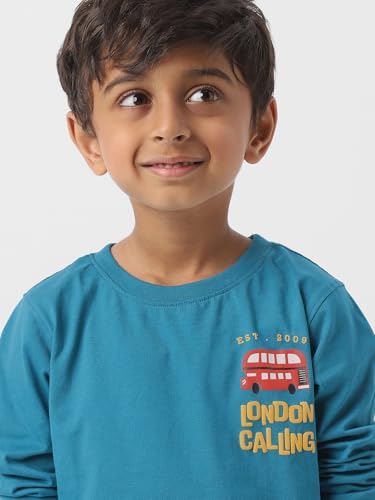 Image of Nautinati Boys 100% Cotton Full Sleeve Printed T-Shirt | Age 1-5 Years