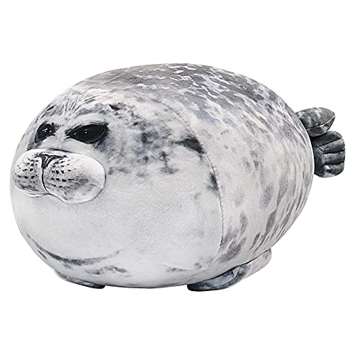 Pineapple Chubby Blob Seal Plush Pillow, Cute Stuffed Animal Seal Plushie Toy, Cotton Plushy Ocean Gray Large (23.6 Inch) #TOP3
