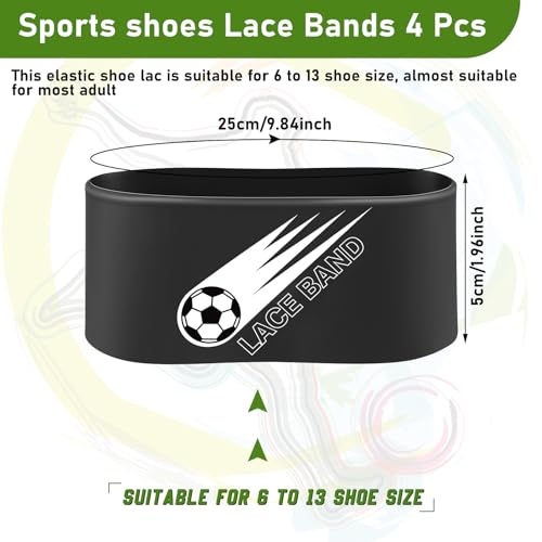 Patelai 4 Pcs Soccer Cleat Lace Cover Football Shoe Band Soccer Shoe Cover Football Cleat Bands Youth Adult for Season (Youth,Black)