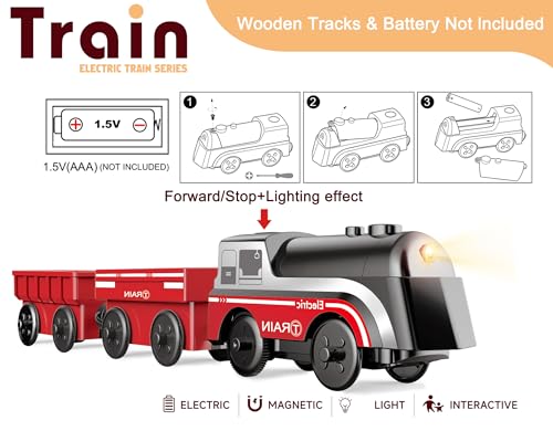 battery operated train for wooden track motorized train for toddlers 3 years old 3pcs trains toy set electric trains compatible with thomas brio chuggington melissa and doug