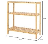 Tavora Regał bambusowy 60x26x66 cm, ponadczasowy design, z 3 półkami, oszczędność miejsca, regał na ręczniki do łazienki, kuchni lub holu, nóżki antypoślizgowe, kolor naturalny