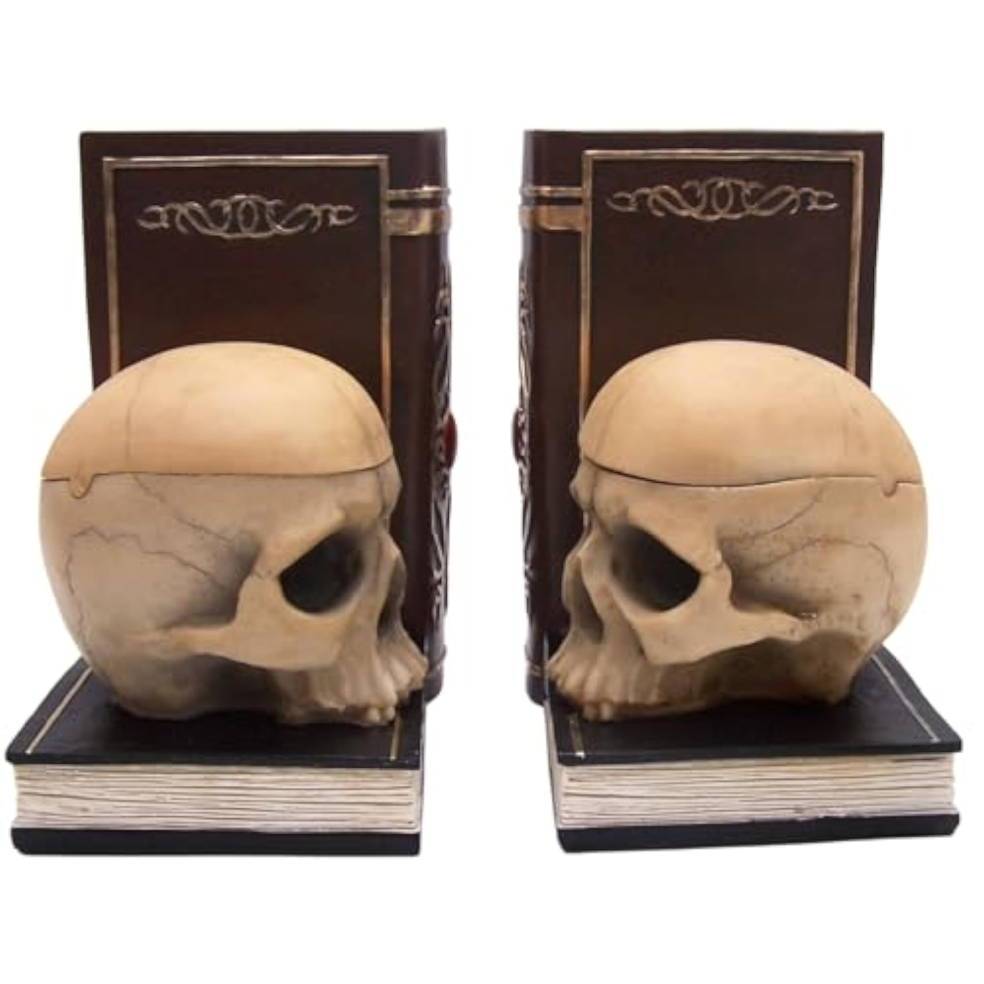 Gothic Skull Bookends and Trinket Box Set