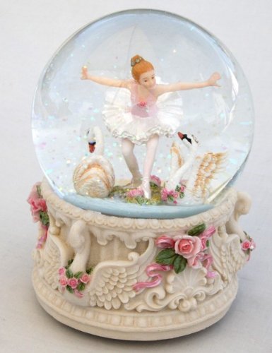 Large Musical Snow Globe - Swan Lake, Ballerina with Swans