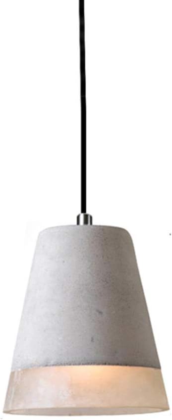 Grey Concrete Creative Pendant Light, E26 Cement Hanging lamp with White Resin Light Fixture for Living Room Kitchen Island 19x20cm-B