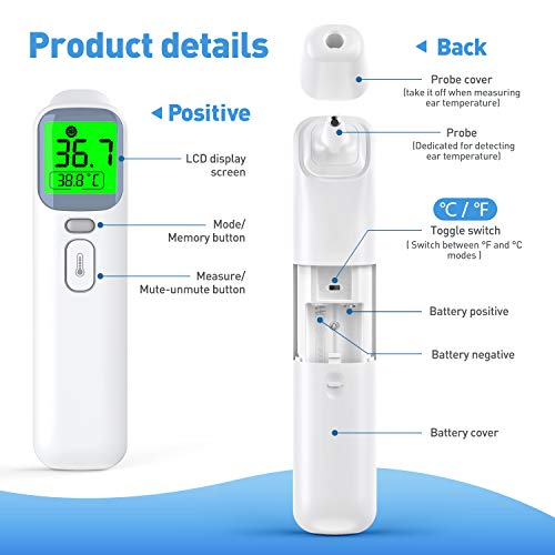 IDOIT 4 in 1 Termometro Professionale Termometro digitale infrarossi Termometro frontale auricolare febbre per Adulti, Neonati, Bambini