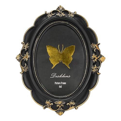 Desklens Vintage Picture Frame, Oval Antique Photo Frame with Real