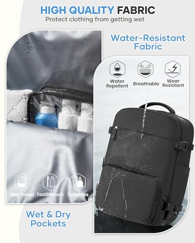 Image of Vacuum Backpack Travel, Vacpack Backpack with Vacuum 18x14x8 Personal Item Travel Bag, Mochila Compression al vacio, Carry on Flight Approved Laptop Bag Black(With Air Pump)