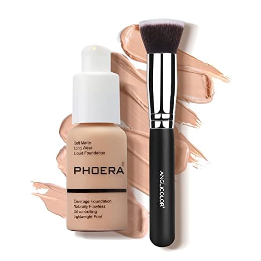 Base Líquida maquillaje Base de maquillaje con cepillo Cobertura completa 30ml Base de líquido corrector de control de aceite mate Crema impecable suave Larga lasting (103 Melocotón cálido)