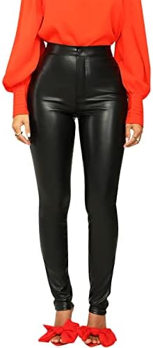 hibshaby Faux Leather Pants for Women Sexy High Waisted Skinny Leggings Pants
