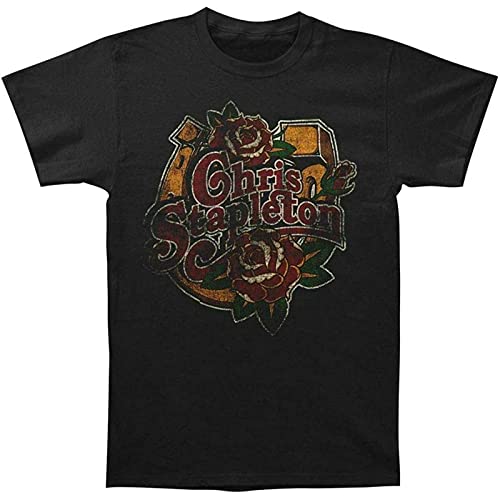 Photo de Chris Stapleton Horseshoe Roses T-Shirt Homme, Noir, XL
