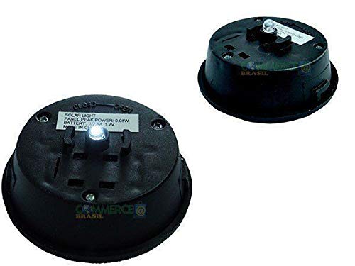 Luminária Solar Jardim 2 peças Preto PVC 1665 em Led Branco - EC23235