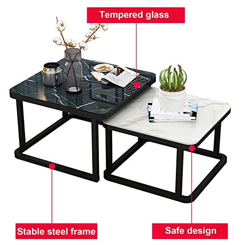 Table basse en verre trempé lisse effet marbre salon chic - 6