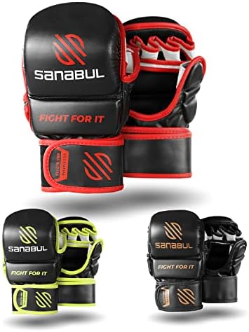 New Item Sanabul Essential 7 oz MMA Hybrid Sparring Gloves (Black/Red, Large/X-Large)