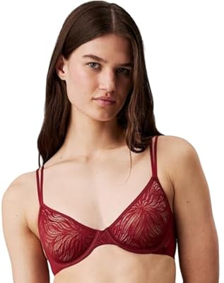 Calvin Klein Sujetador de Media Copa Mujer Unlined elástico  Rojo  Syrah   90D