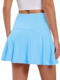 Soudittur Damen Tennisrock mit Innenhose Tennis Skort mit Taschen Golfrock Sommerrock für Outdoor Radfahren Wandern Laufen (L, Blau)