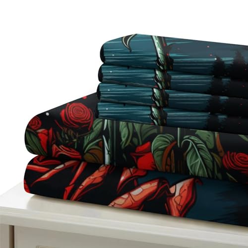 Parure de lit rose au clair de lune rouge en microfibre douce