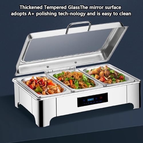 Servidor de buffet eléctrico con bandejas y tapas aisladas, mantiene la comida caliente para fiestas, reuniones, eventos, ideal para entretenimiento