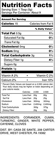Low Fodmap Certified Paleo Seasoning No Onion No Garlic, Gluten-Free, No Sodium, No Carb, Keto, Kosher, All Natural, Non Gmo, Non Irradiated Seasoning- Casa De Sante (Thai Curry Powder) #TOP3