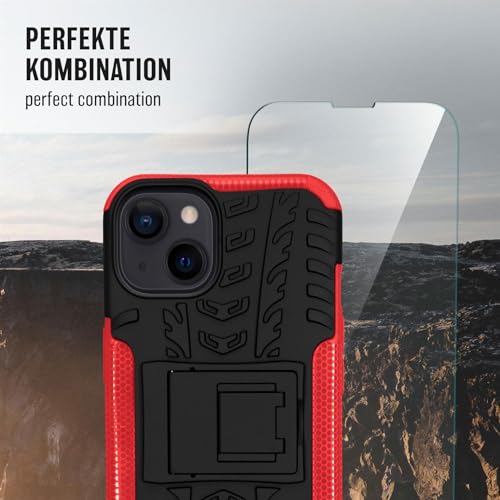 Coque iPhone 14 moex rigide rouge et noir avec verre blindé