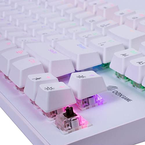 Teclado Gamer Mecanico Wolf Rainbow OEX Game TC605 Branco