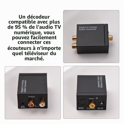 Jeffergarden Casque sans Fil pour Regarder la Télévision, Casque Supra-auriculaire Léger avec Une Portée de 98 Pieds, pour Les Personnes âgées et Les Amateurs de Télévision