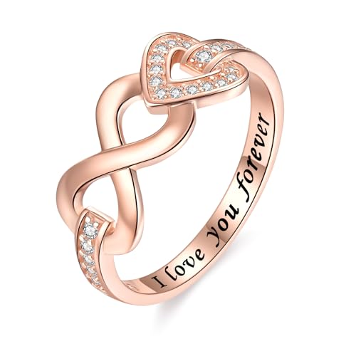 925 Sterling Silver Infinity Heart Promise Rings Wedding Bands Rings for Women