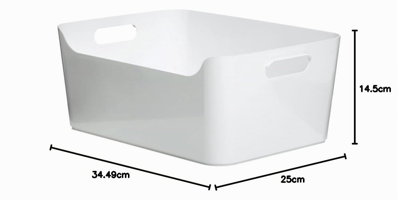 TATAY Cestino Portaoggetti 10 L Basic | Scatola Organizzatrice | Maniglie Integrate | Design Minimalista | Plastica Resistente Senza BPA | 34,5x25x14,5 cm, Bianco