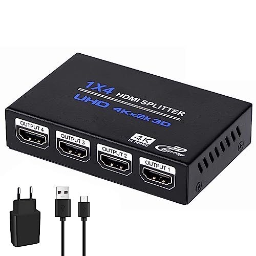 Ozvavzk Splitter HDMI 1 in 4 Out,Sdoppiatore HDMI 4K 30Hz Distributore Audio Video Supporto Duplicatore HDMI Display per HDTV,Xbox,PS4,Lettore Blu-Ray