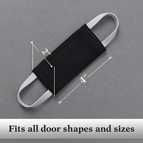 Image of PONY DANCE Baby Door Latch Cover Closer - Nursery Door Silencer with Strong Elastic Straps, Thick Solid Cushion for Noise Reduction, Prevents Slamming, 3 Pieces, 4W x 2L Inches, Black