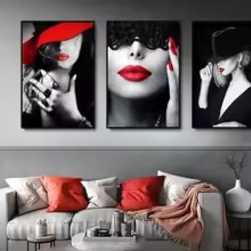 Toile murale femme sexy et lèvres rouges 40x60cm pour décoration salon