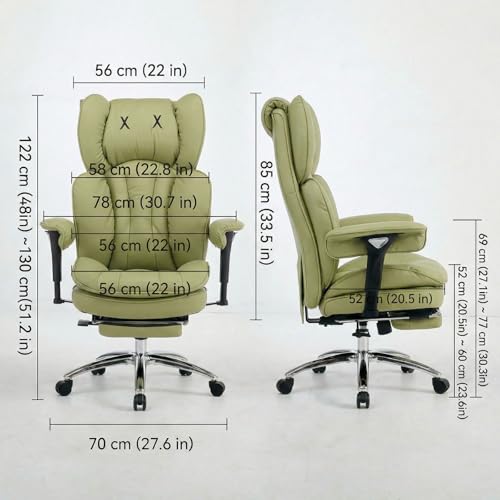 Image of Efomao Big & Tall Desk Chair, Wide Executive Office Chair with Footrest Green
