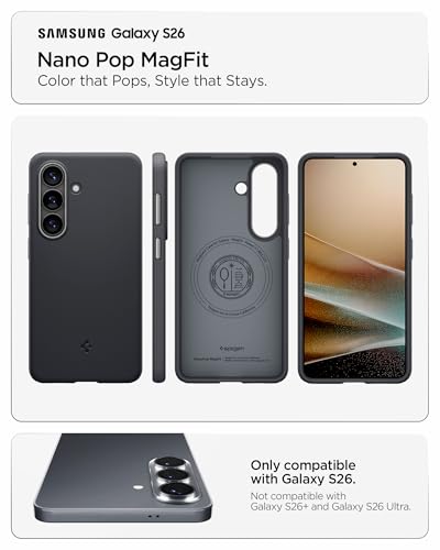 Spigen NanoPop MagFit hoesje Samsung Galaxy S26, TPU, MagSafe compatibel, camera- en schermbescherming, zwart sesame - Afbeelding 4