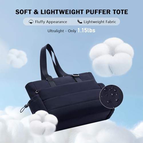 Image of Roulens Tote Bag for Women 2 Set Puffer Tote Bag with Adjustable Top-handle, Quilted Shoulder Handbag for Work /Travel