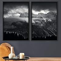 2 Piece Framed Canvas Wall Art Foggy Scenery Canvas Prints Home Artwork Decoration for Living Room,Bedroom - 16
