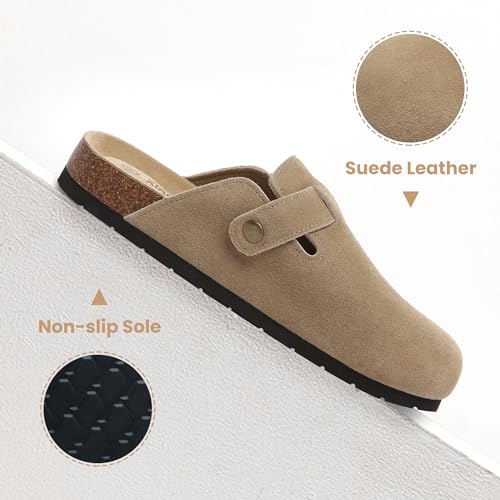 Image of Xiakolaka Women's Suede Clogs Adjustable Buckle Slip on Footbed Home Clog Slippers for Comfort Casual Daily Wear