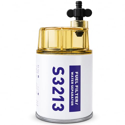 S3213 Marine Fuel Water Separator Filter Assembly with Clear Bowl 3/8 Inch NPT Port Compatible with Yamaha and for Mercury Outboard Motors Replaces 35-60494-1 18-7932-1 18-17928 35-809097