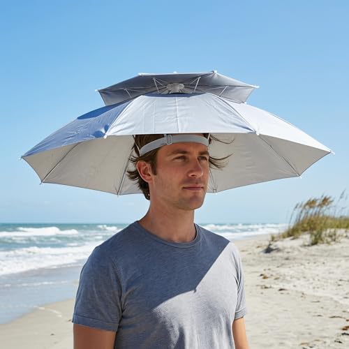 Chapeau parapluie anti-vent double couche : restez au sec et les mains libres pour la pêche - 6