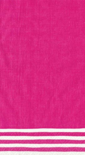 Entertaining with Caspari Set of 2 Stripe Border Guest Towels, 30 Towels, Fuchsia