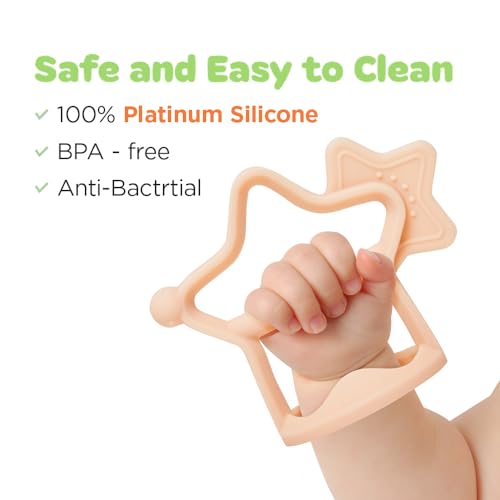 Image of Moyuum Silicone Star Teether Toy | Made in Korea, Provides Teething Relief, Wearable Wrist Teether is Easy to Hold, Drop Resistant Bracelet, Babies 3+ Months